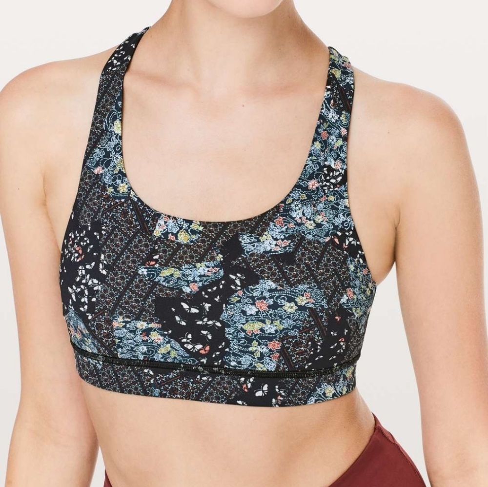 Lululemon Invigorate Bra Black Floral Size 6